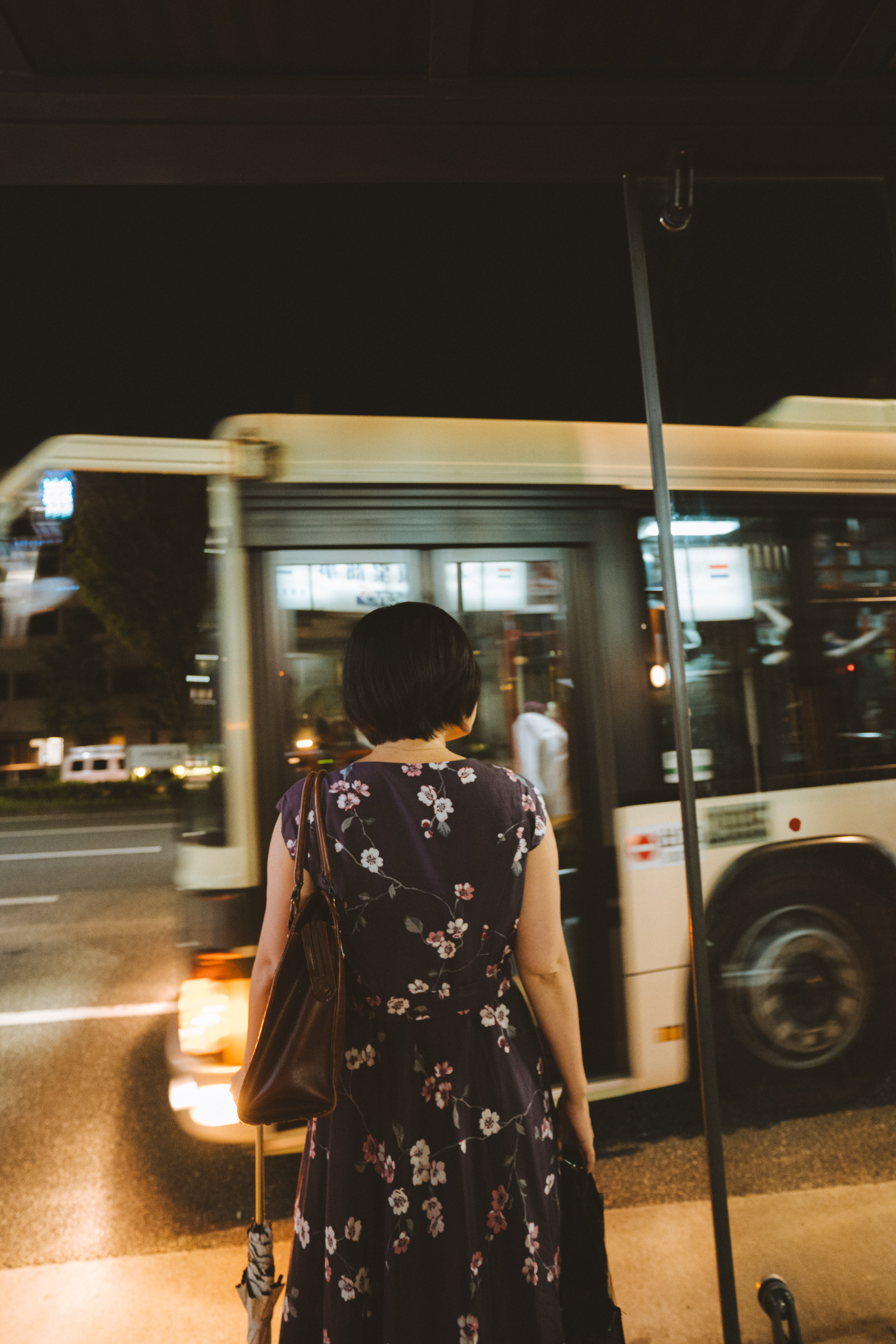 Waiting for bus in Japan