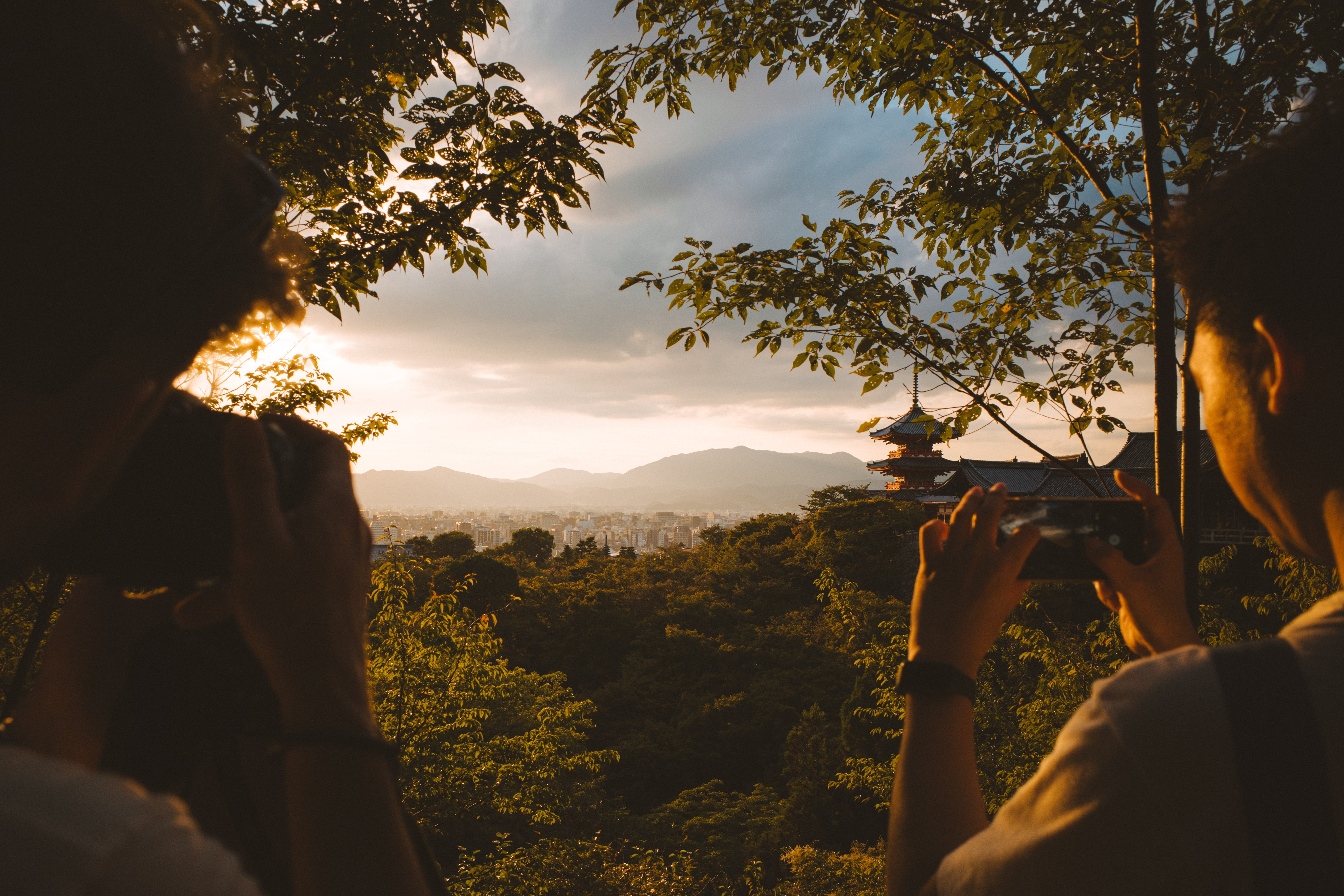 Temple scene with other tourists taking photos
